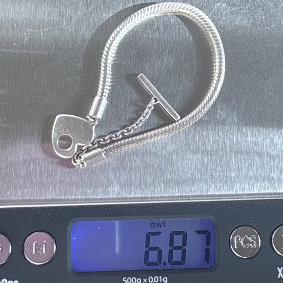 Pandora ALE Sterling Silver 925 Heart Snake Chain Bracelet Size 6.5" Length - Picture 10 of 10